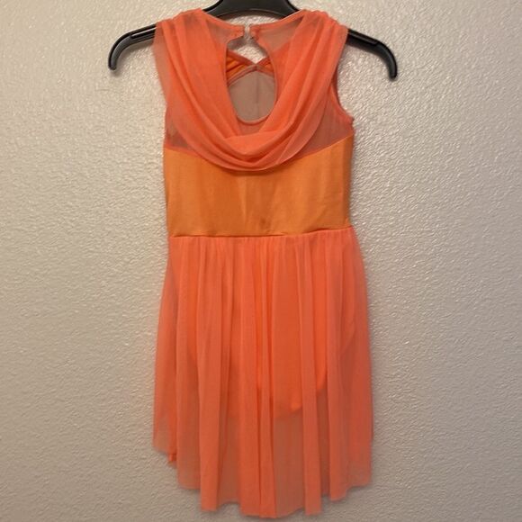 Weissman Dance costume coral orange rhinestone appliqué Take Me Home 12997 IC - Picture 8 of 11